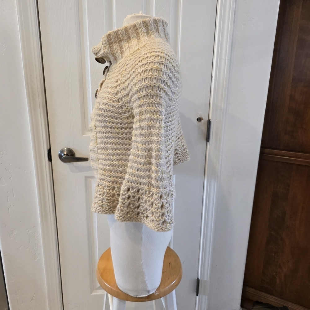Free People Cream Yellow & Gold Knit Cardigan - Picture 3 of 7